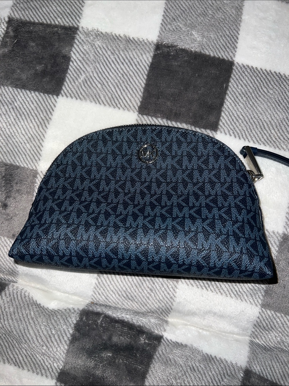 Michael Kors Heritage Navy MK Logo Cosmetic Case